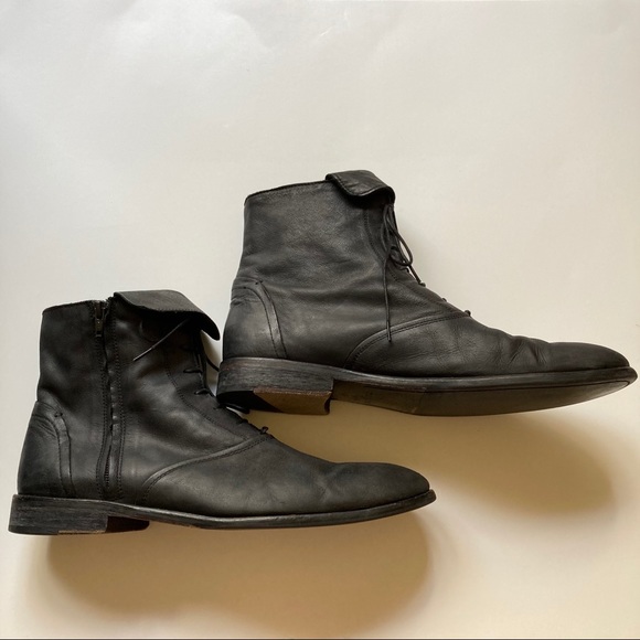 Zara Lace Up Boots Black Side Zip Size EU 43 US 10 - Picture 3 of 5